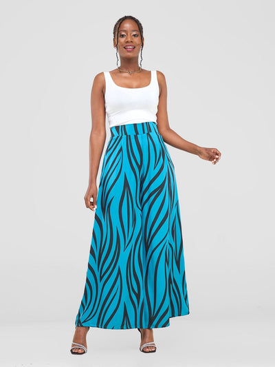 Vivo Chidii Wide Leg Pants - Teal / Black Ameli Print - Shopzetu