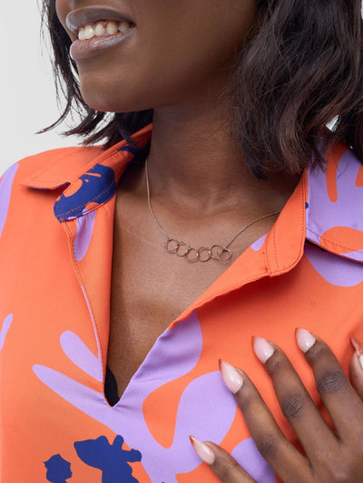 Vivo Zuri Cap Sleeved Maxi Dress - Orange / Lilac Abasi Print - Shopzetu