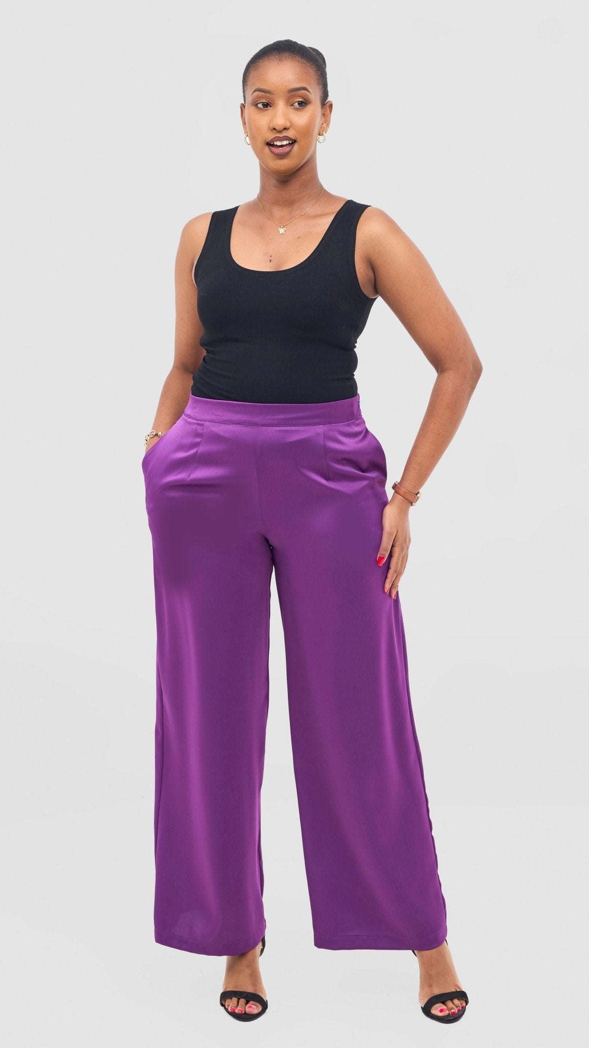 Vivo Yene Wide Leg Pants - Purple - Shopzetu