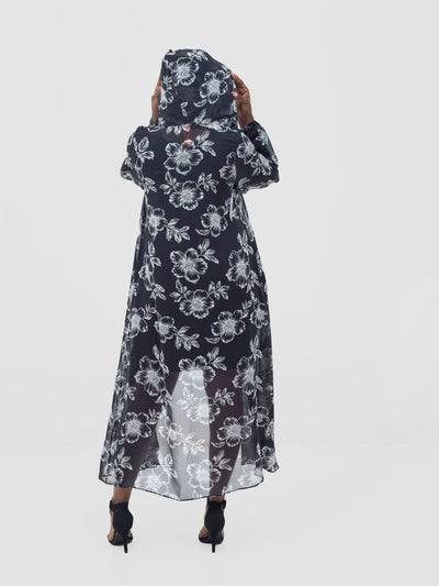 Vivo Basic Hooded Kimono - Black / Yellow Print - Shopzetu