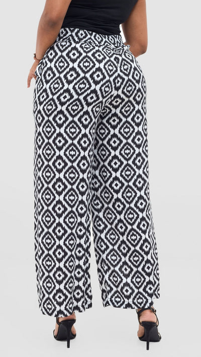 Vivo Samira Pants - White / Black Print - Shopzetu