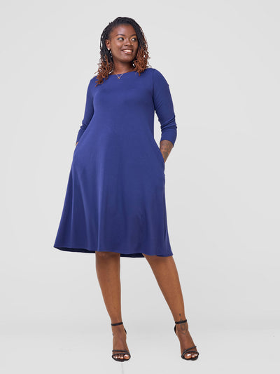Vivo Leila 3/4 Sleeve Tent Knee Length Dress - Navy