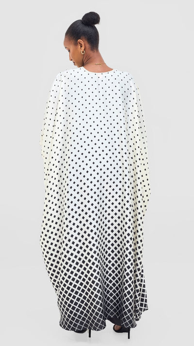 Vivo Ayla Maxi Kimono - White / Black Awari Print - Shopzetu