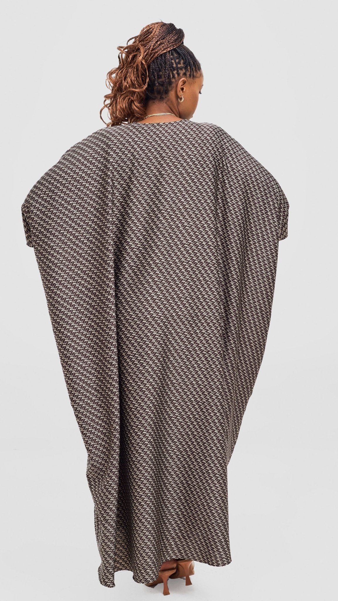 Vivo Ayla Maxi Kimono - Chocolate / Cream Falo Print - Shopzetu