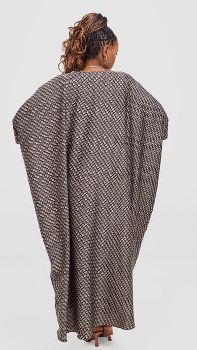 Vivo Ayla Maxi Kimono - Chocolate / Cream Falo Print - Shopzetu