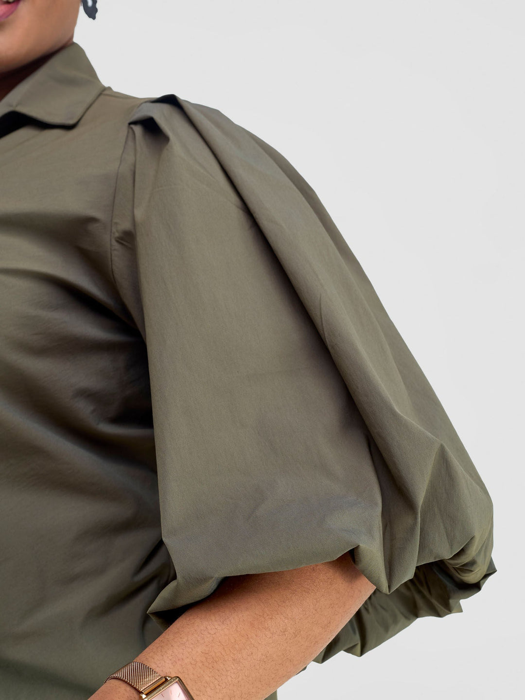 Safari Mali 3/4 Bishop Sleeve  Tie Top MG - Hunters Green