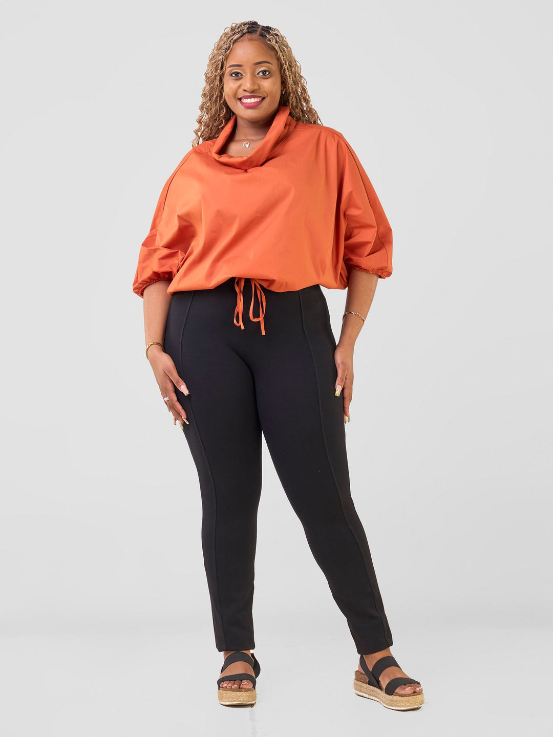 Safari by Vivo Njano Drawstring Top in Cotton - Rust
