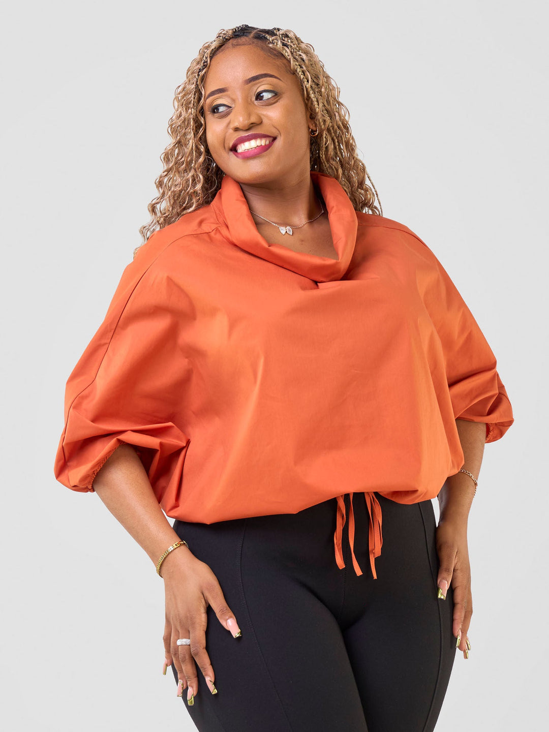 Safari by Vivo Njano Drawstring Top in Cotton - Rust