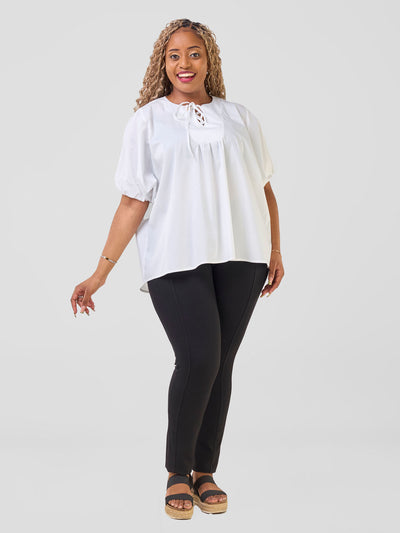 Safari by Vivo Njano Tie Front Wide Top - White