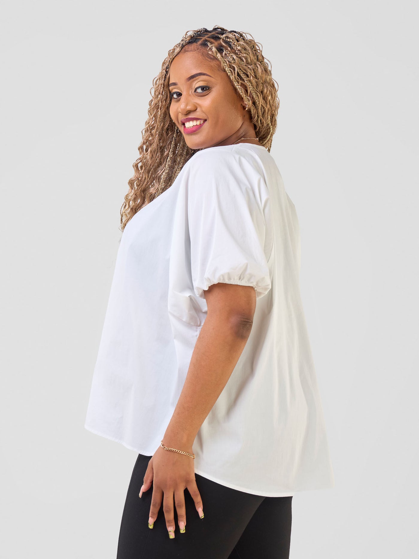 Safari by Vivo Njano Tie Front Wide Top - White