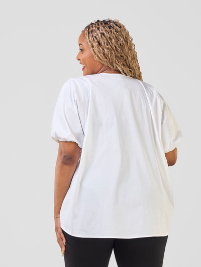 Safari by Vivo Njano Tie Front Wide Top - White