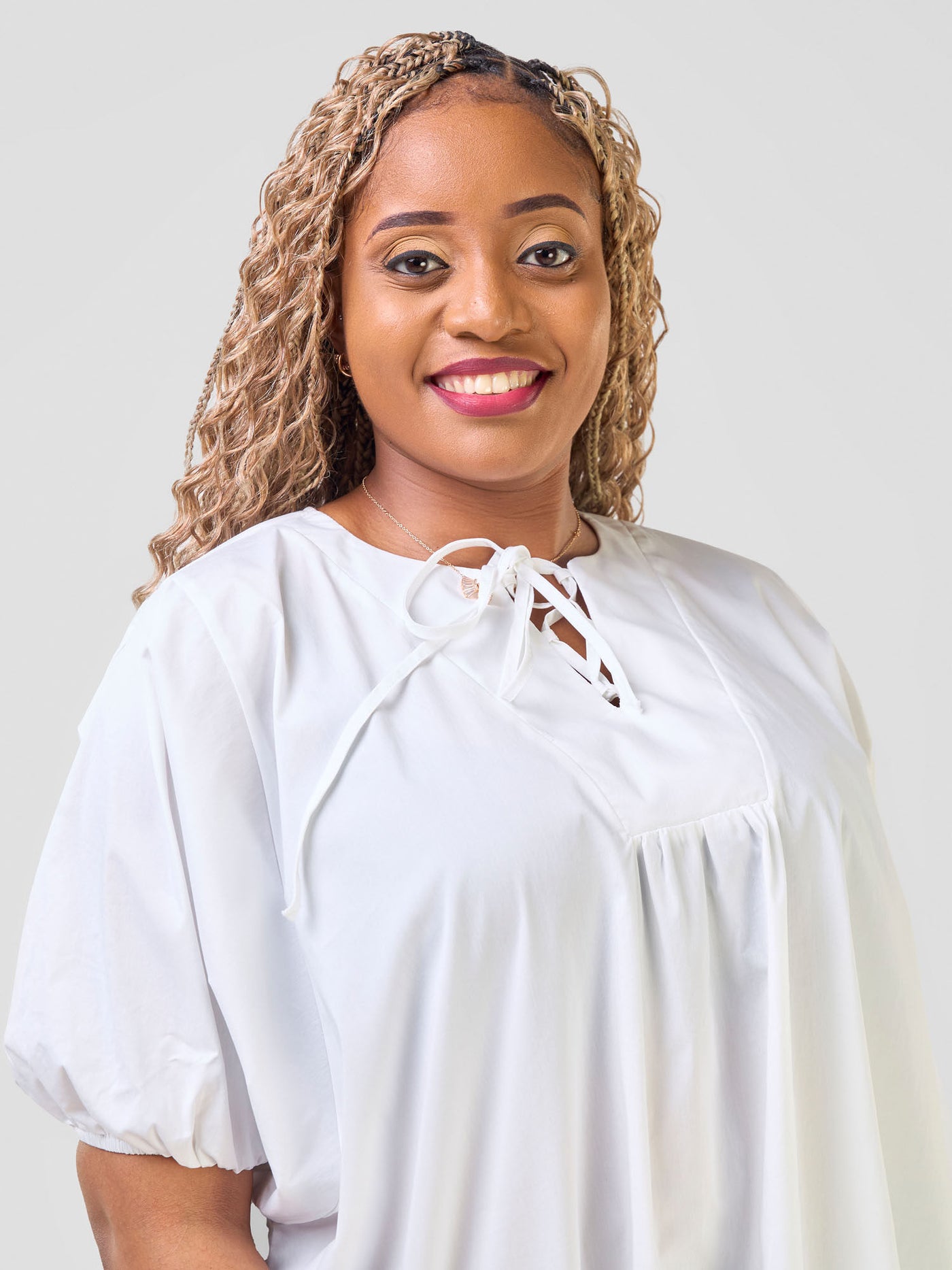 Safari by Vivo Njano Tie Front Wide Top - White