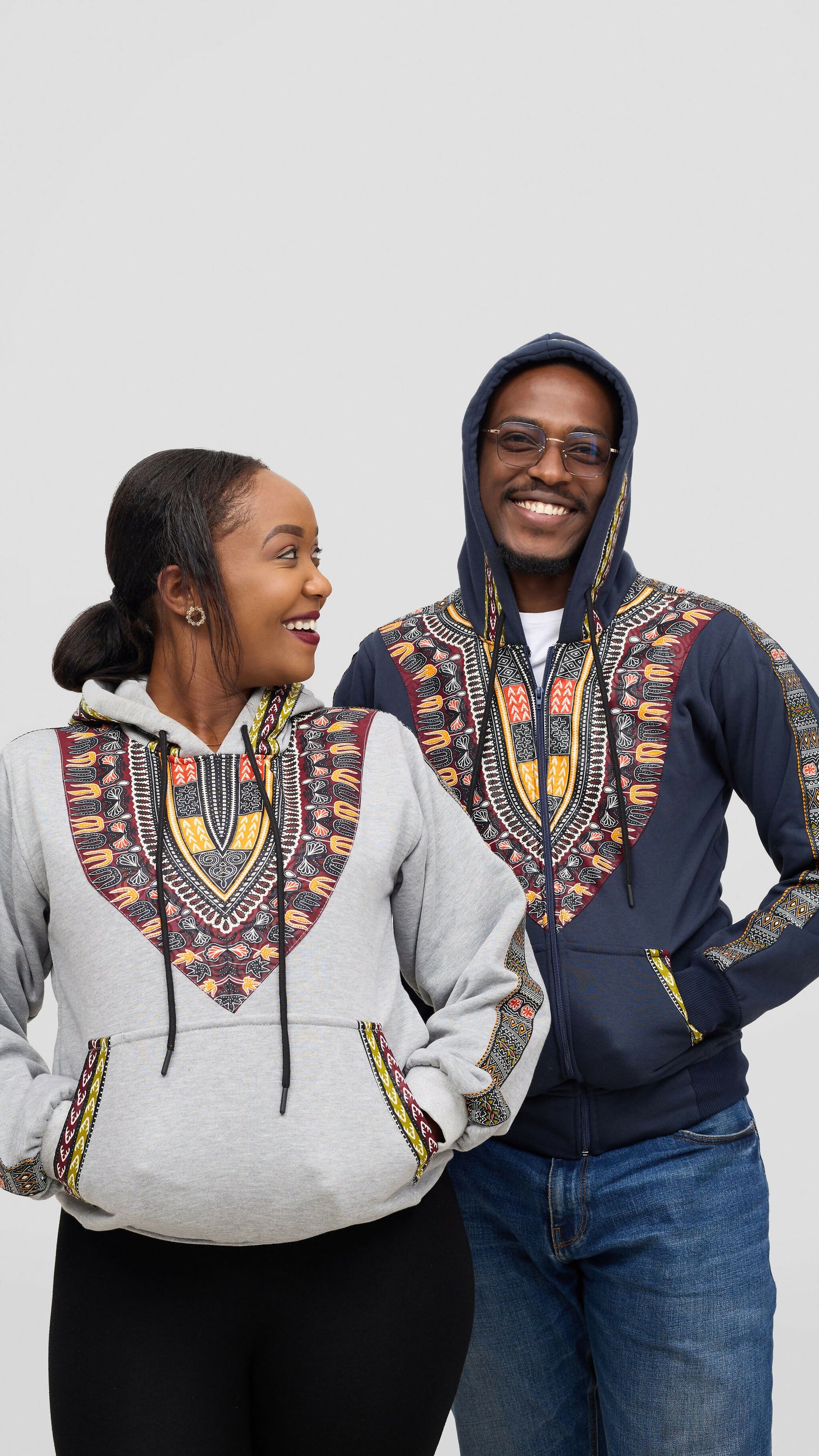 Rafiki Threads Curvy Plus Size Dashiki Hoodie - Navy Blue
