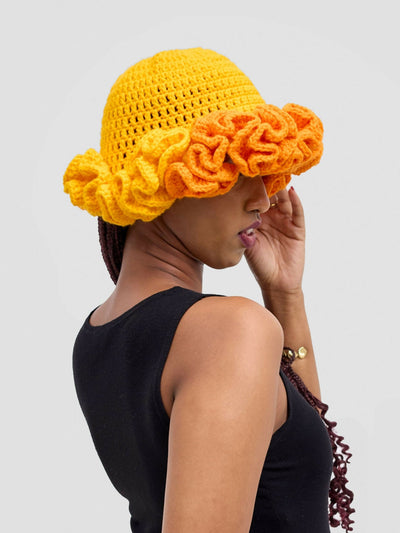 Twist & Turn Ruffle Hat - Orange - Shopzetu