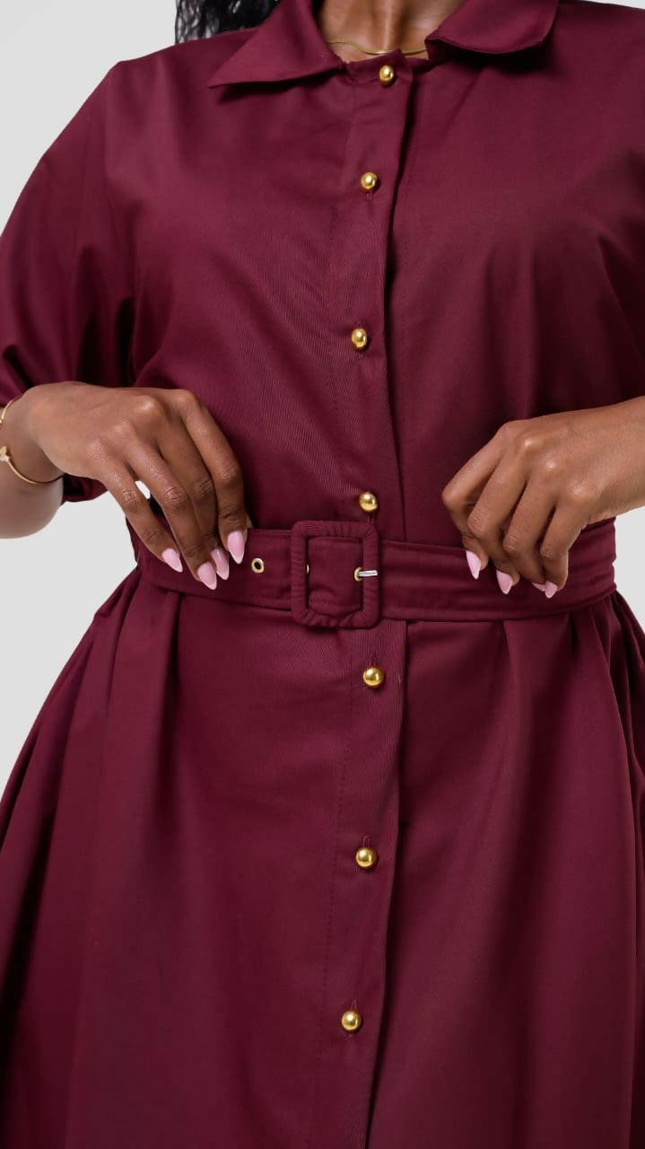 Mnubistyle Ruby Dress - Burgundy