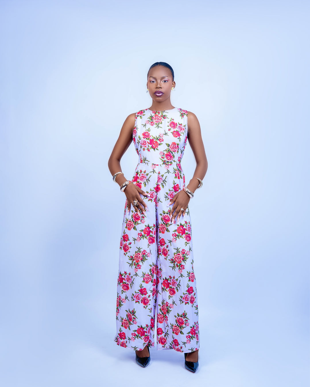 Afma Collection Floral Jumpsuit - Pink Floral