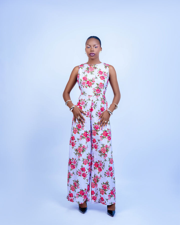 Afma Collection Floral Jumpsuit - Pink Floral