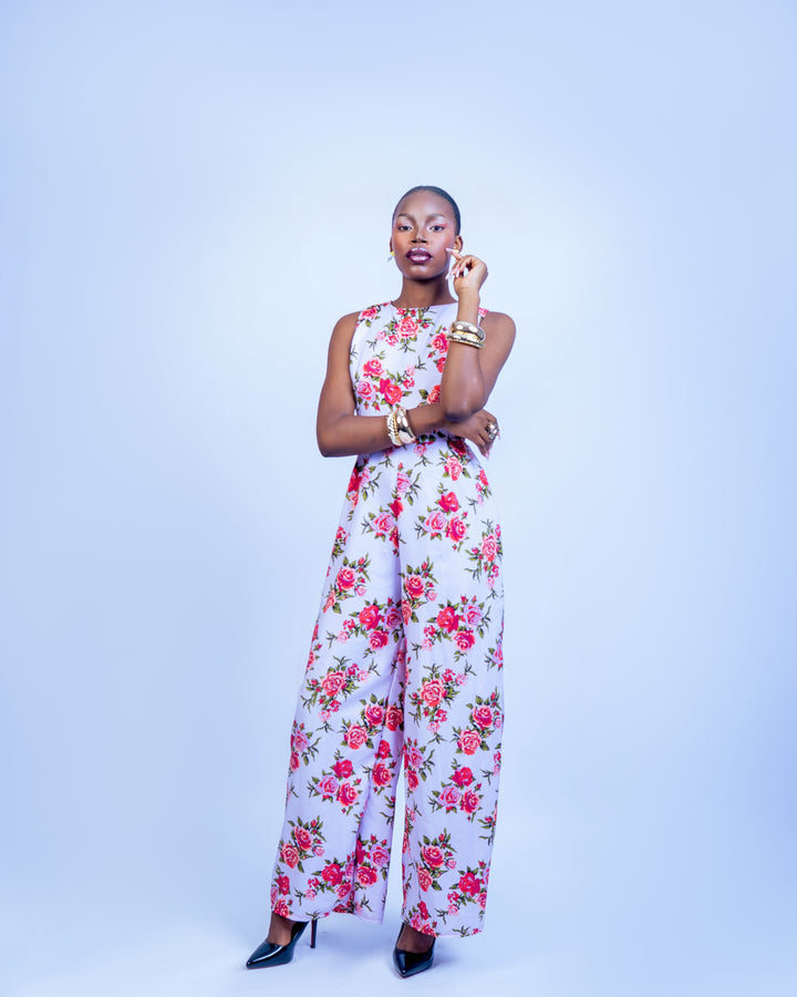 Afma Collection Floral Jumpsuit - Pink Floral