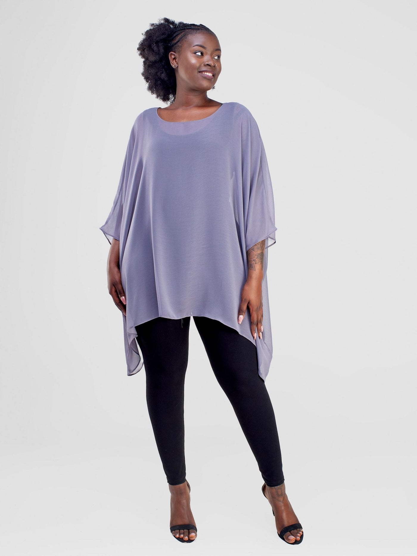 Vivo Basic Liv Chiffon Top - Grey - Shopzetu