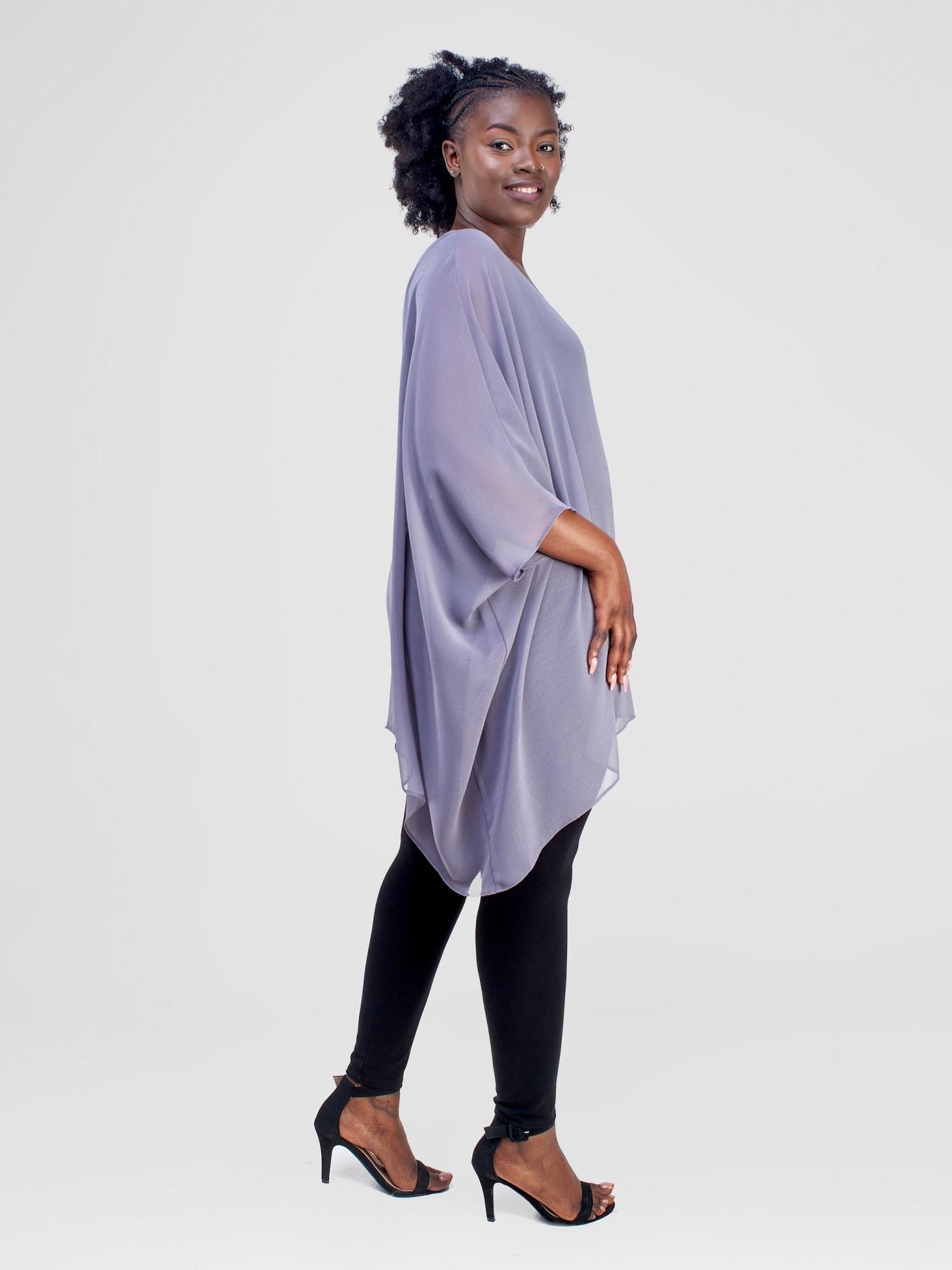 Vivo Basic Liv Chiffon Top - Grey - Shopzetu