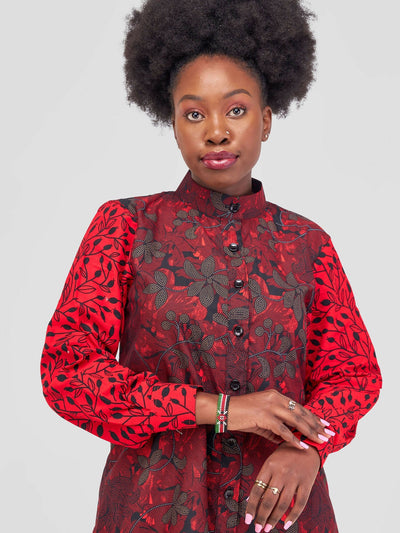 Marumara Creations Uthando Shirt Dress - Red - Shopzetu