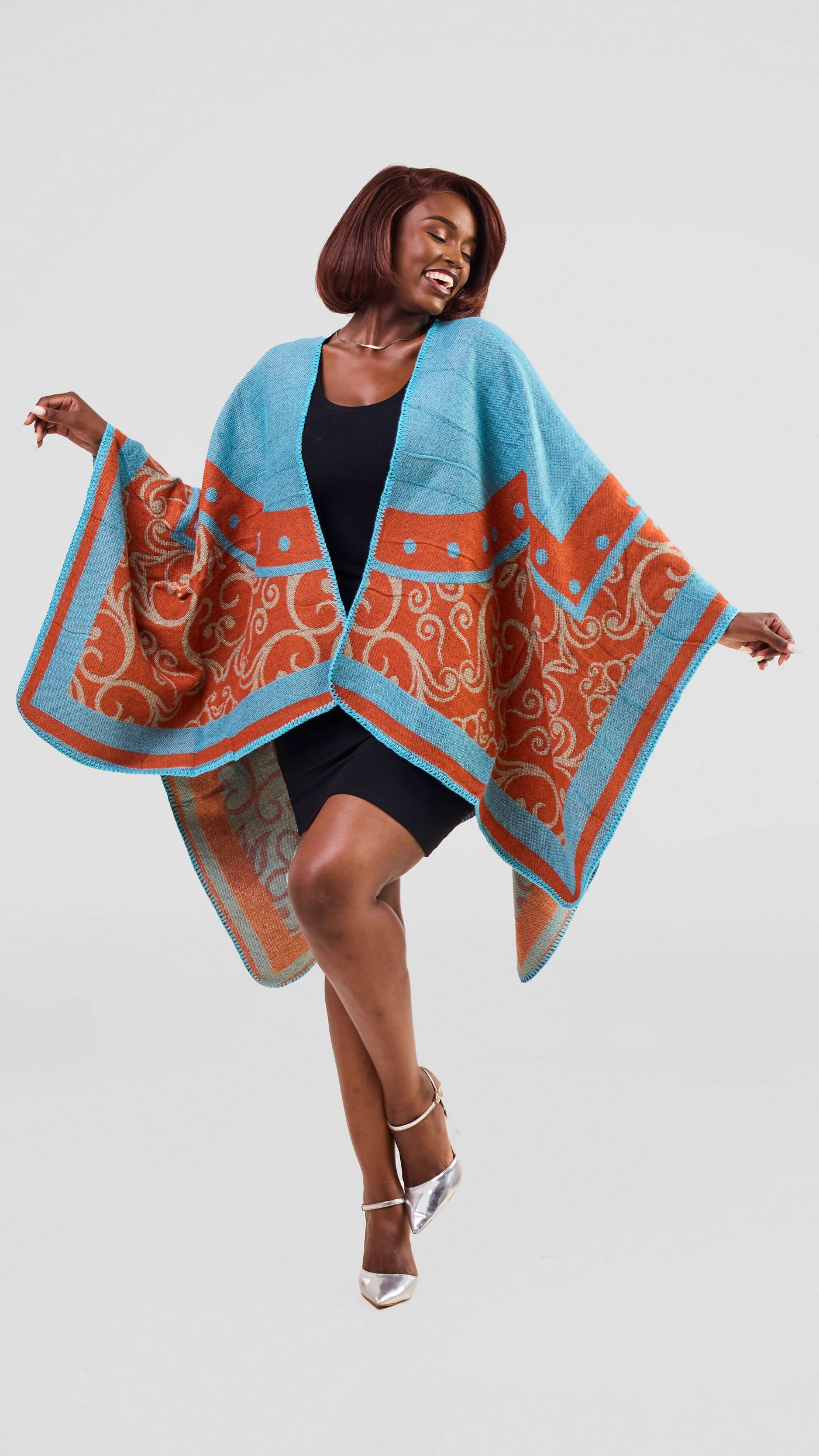 Afrodame Light Poncho - Blue / Orange