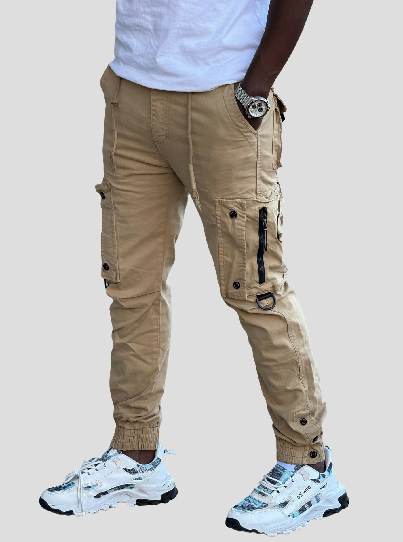 Stylish Brothers Button Down Cargo Pant - Beige - Shopzetu