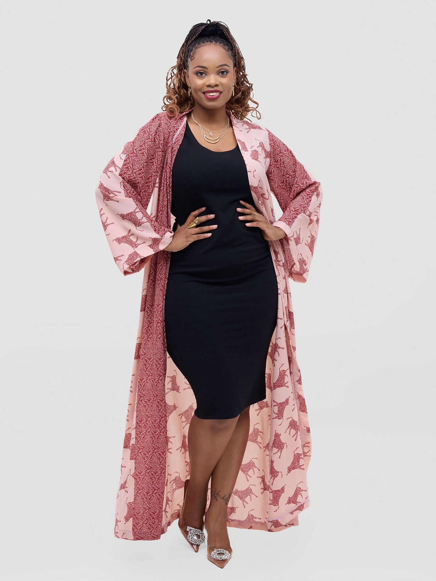 Lizola Kathleen Kimono - Maroon / Pink - Shopzetu