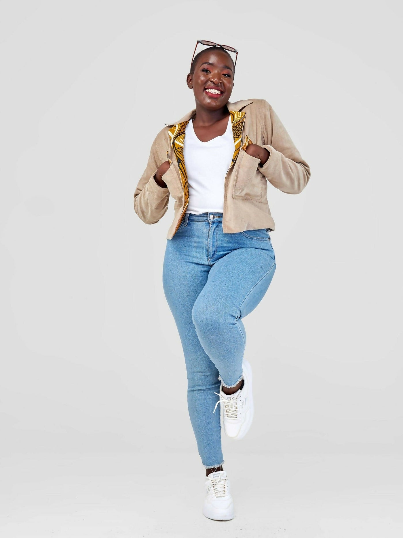 Mikono Africa Cropped Corduroy 'Chai' Jacket - Brown - Shopzetu