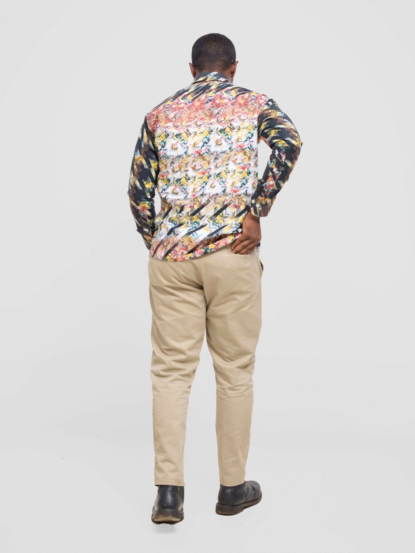 Mendilines Warm African Shirt - Black / Green Print - Shopzetu