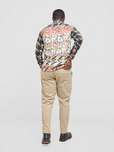 Mendilines Warm African Shirt - Black / Green Print - Shopzetu