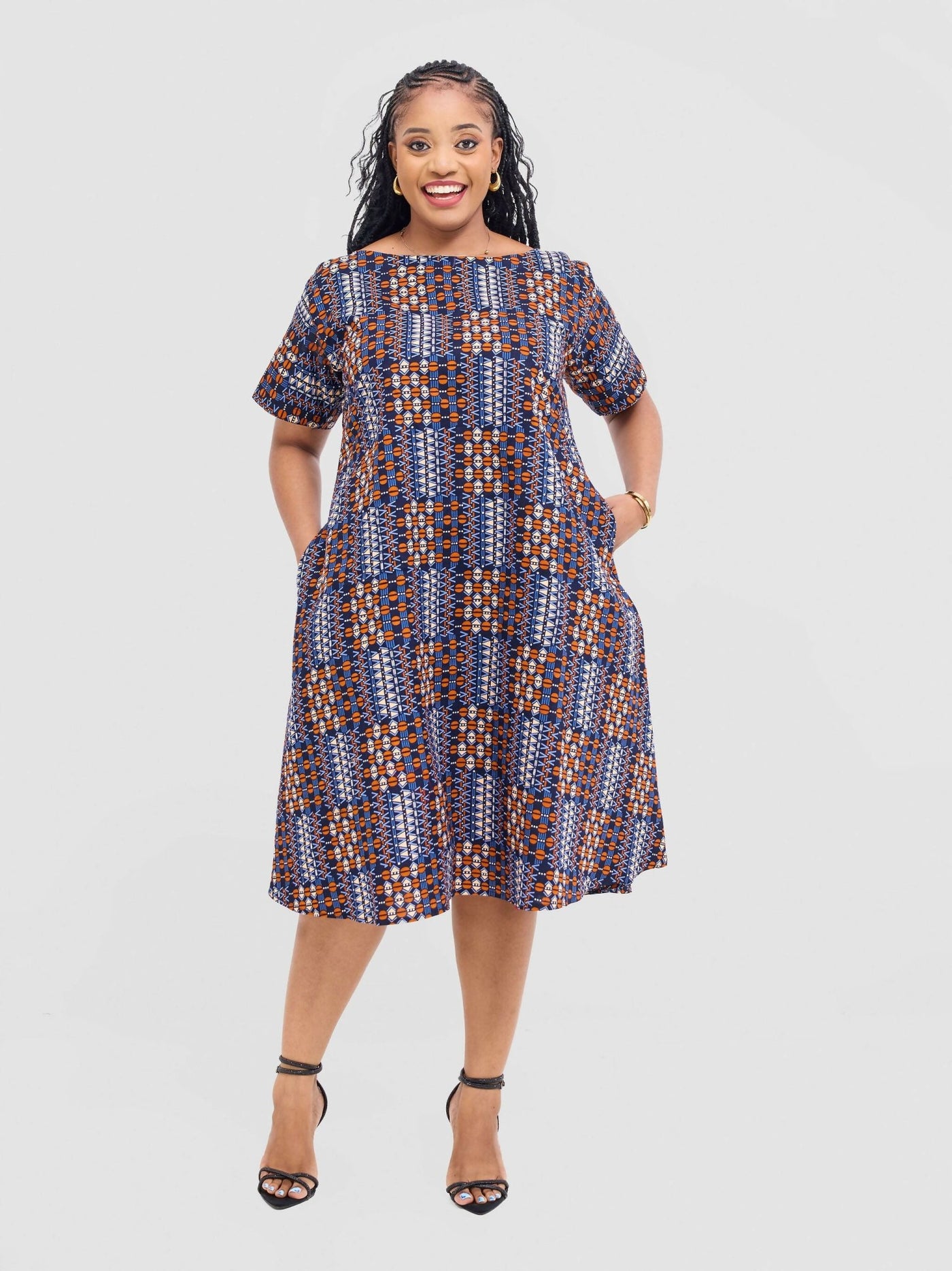 Prettygline Irene Ankara Dress - Multicolored - Shopzetu