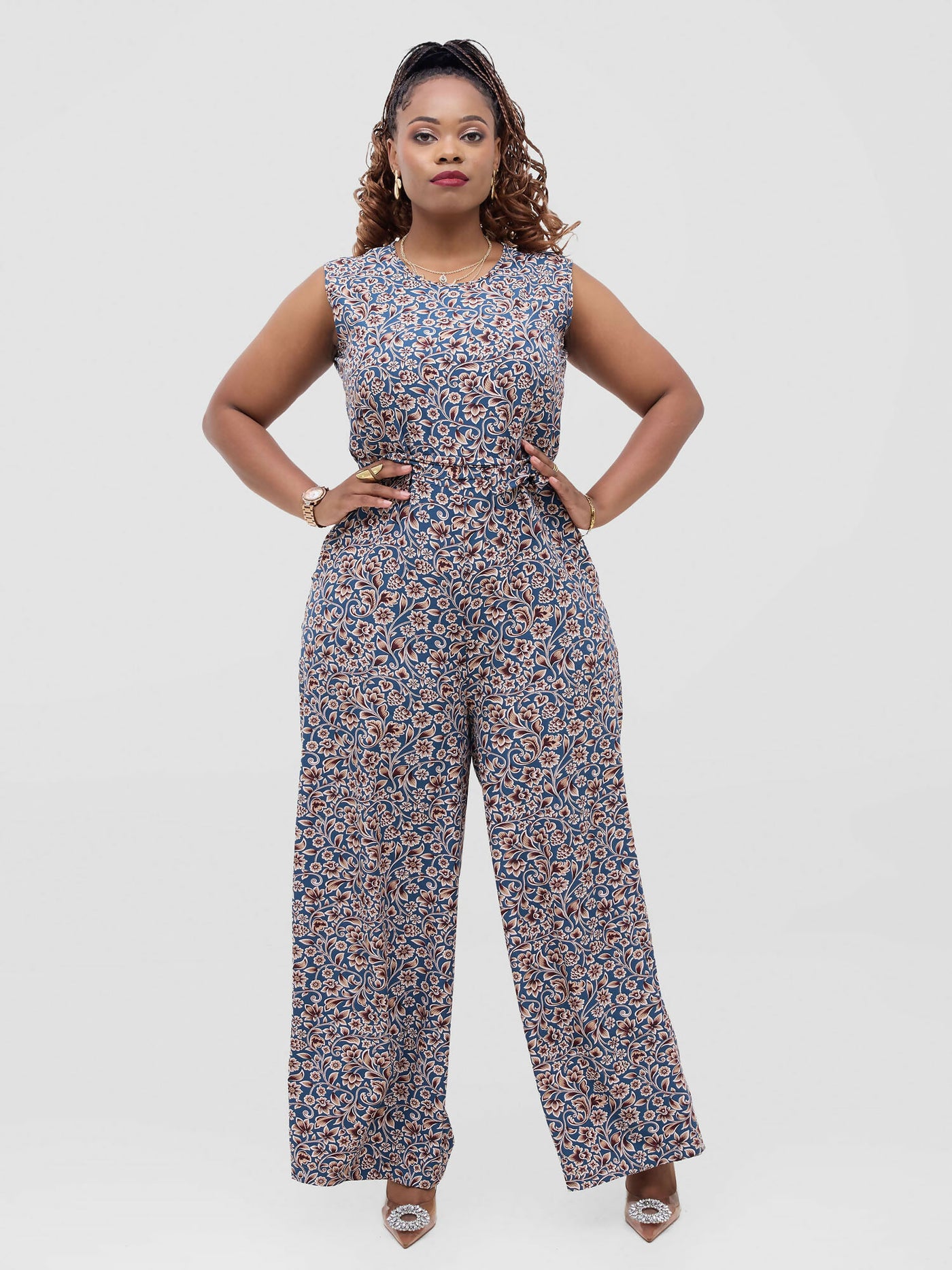 Lizola Aaliyah Jumpsuit - Green Flowered - Shopzetu