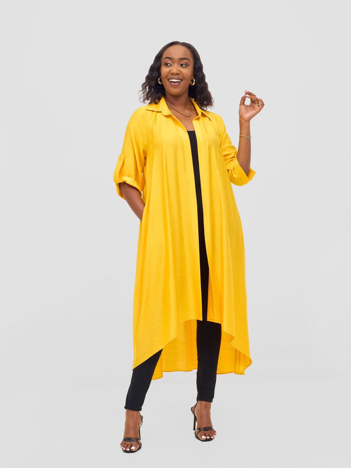 Vivo Ava 3/4 Sleeve Kimono - Yellow - Shopzetu