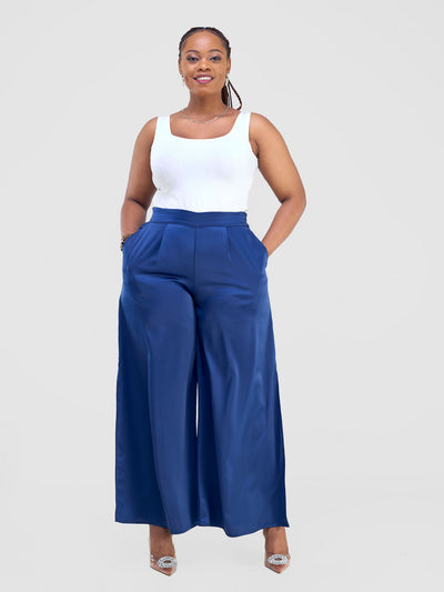 Vivo Amai Side Slit Pants - Navy