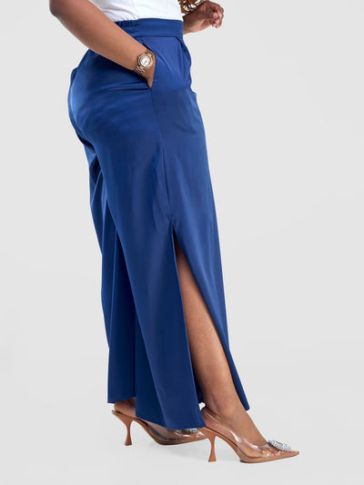 Vivo Amai Side Slit Pants - Navy