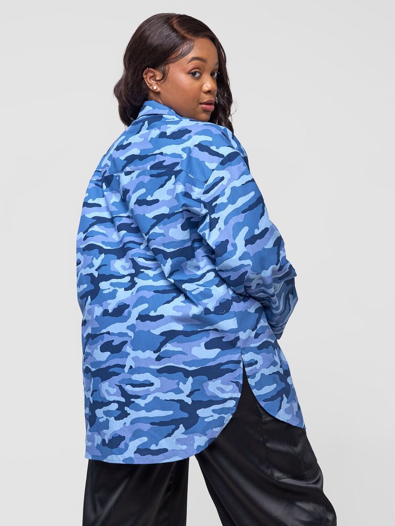 Zoya Yuni Oversized Shirt - Blue - Shopzetu