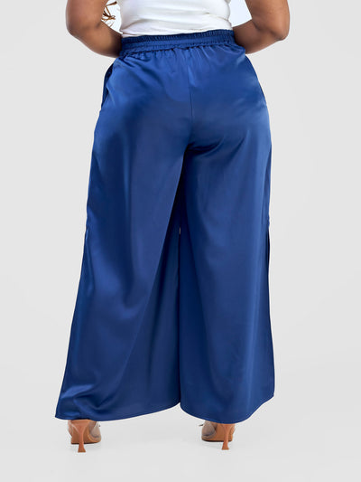 Vivo Amai Side Slit Pants - Navy