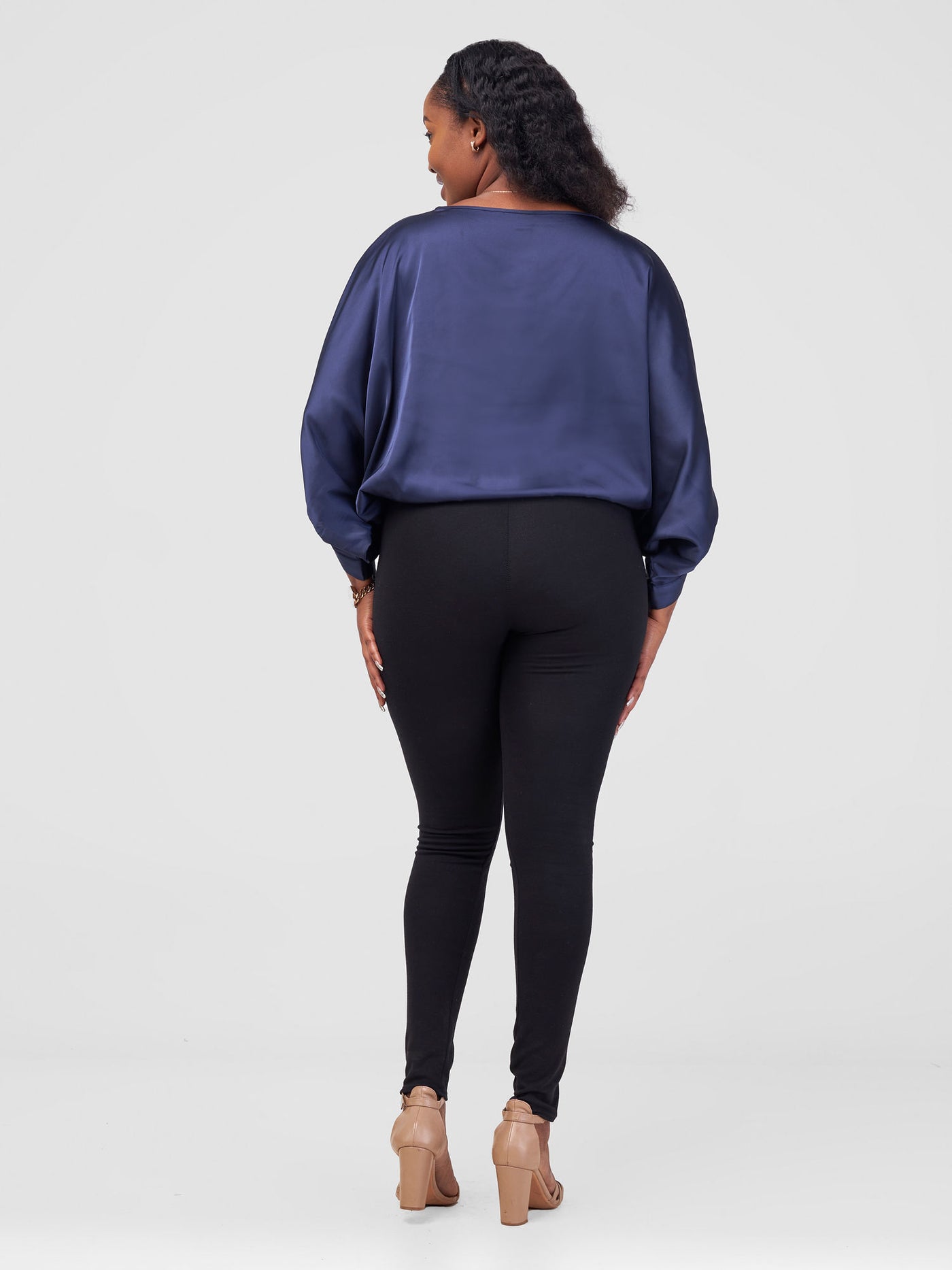 Vivo Sawari Crossed Cuff Batwing Top - Navy Blue