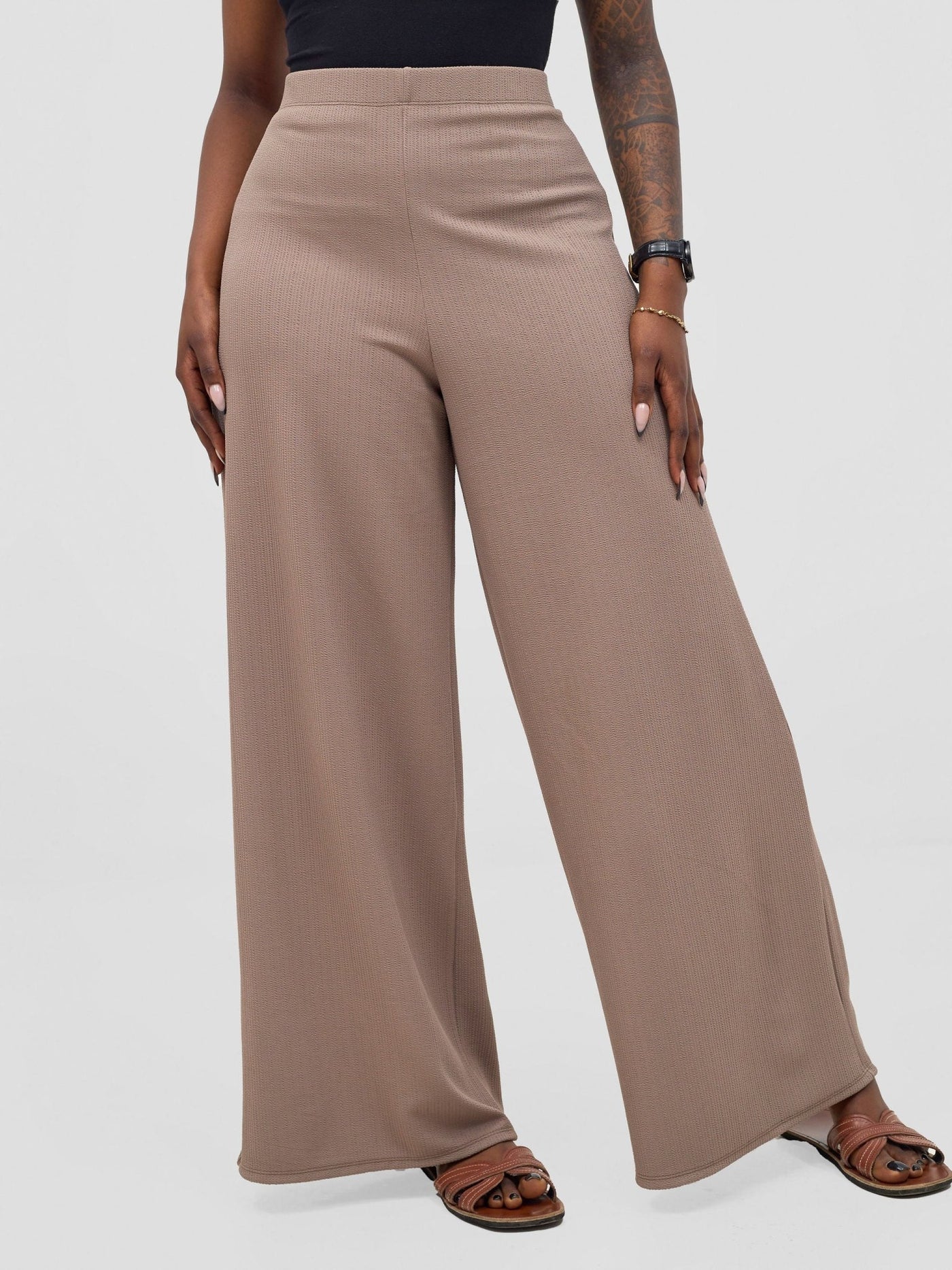 Vivo Wide Leg Pants - Taupe - Shopzetu