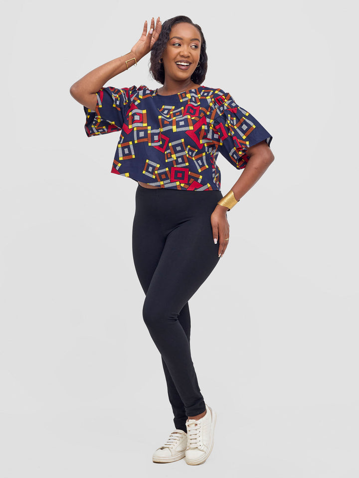 Safari Nimali Ruffle Sleeve Top - Jura Print