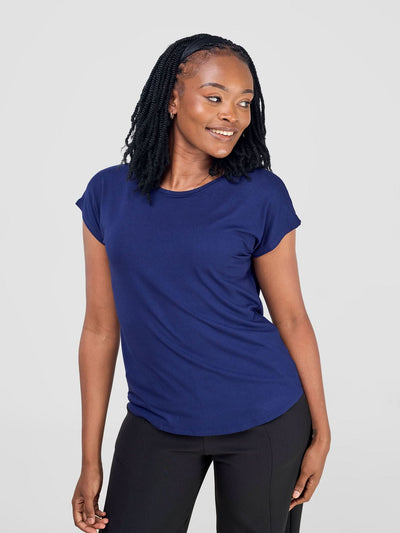 Vivo Basic Drop Shoulder Top - Navy Blue