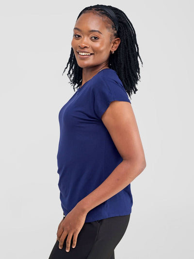 Vivo Basic Drop Shoulder Top - Navy Blue