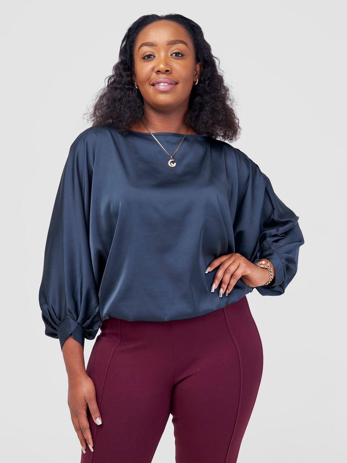 Vivo Sawari Crossed Cuff Batwing Top - Dark Teal - Shopzetu