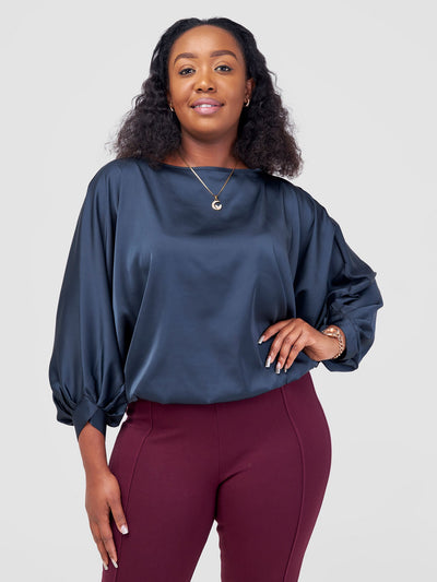 Vivo Sawari Crossed Cuff Batwing Top - Dark Teal - Shopzetu