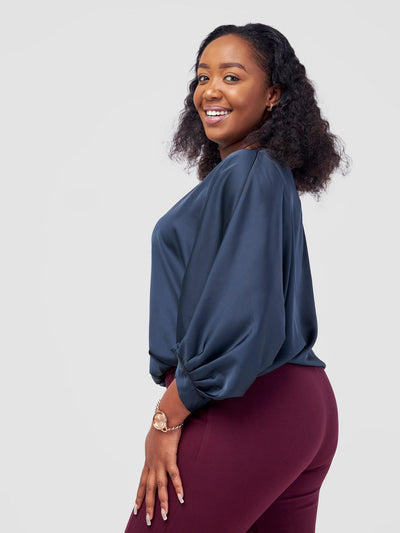 Vivo Sawari Crossed Cuff Batwing Top - Dark Teal - Shopzetu