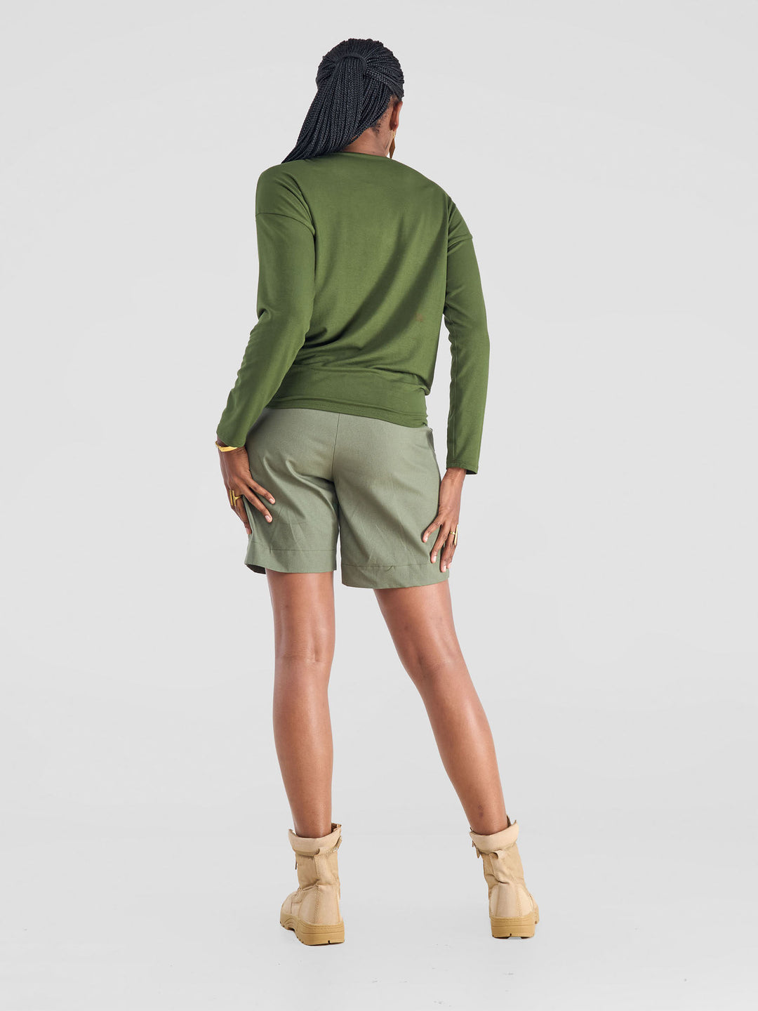 Safari by Vivo Bush Drop Shoulder Long Sleeve Top - Hunters Green