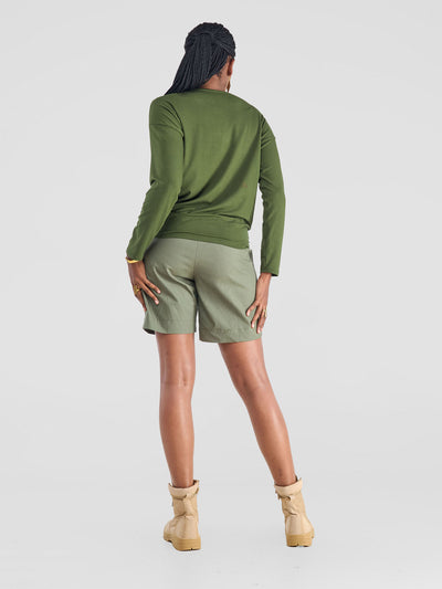 Safari by Vivo Bush Drop Shoulder Long Sleeve Top - Hunters Green