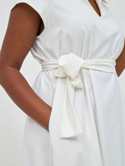 Vivo Zuri Cap Sleeve Knee Length Dress - White - Shopzetu