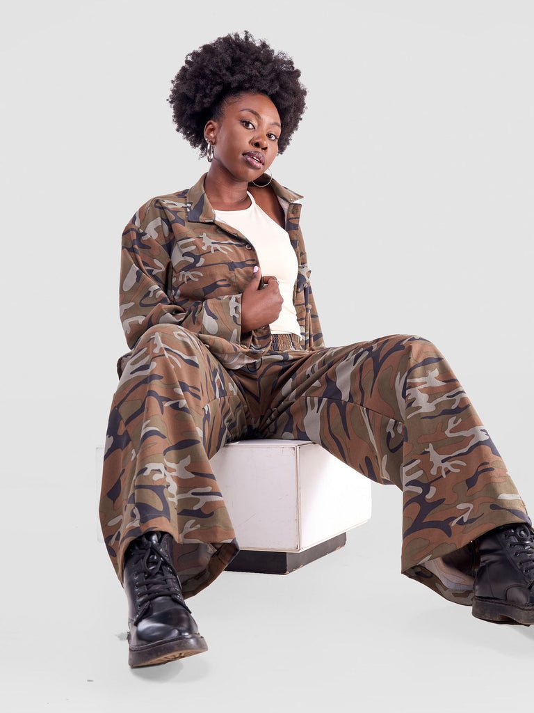 Zoya Yuni Oversized Shirt - Brown - Shopzetu